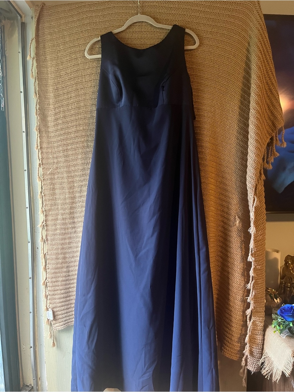 Alfred Angelo Navy Maxi Dress with Sleeveless Scoop Neck